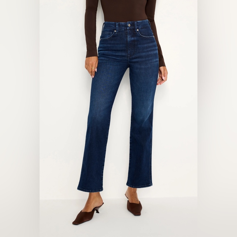 Good American Dark Blue Straight Leg Jeans